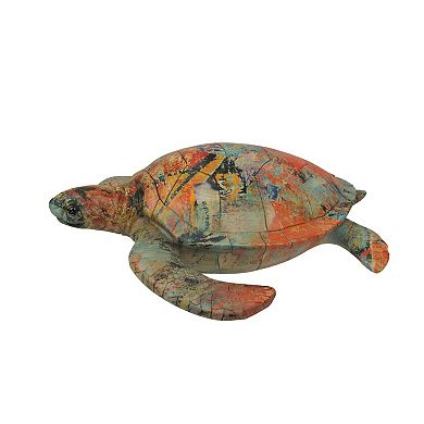 Multicolor Abstract Sea Turtle Statue 12-Inch Ocean-Inspired Coastal Decor