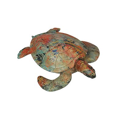 Multicolor Abstract Sea Turtle Statue 12-Inch Ocean-Inspired Coastal Decor