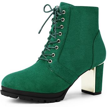 Women's Round Toe Lace Up Chunky Heel Combat Boots