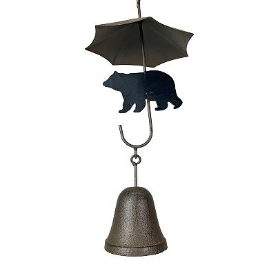 Rustic Black Bear & Umbrella Rain Chain - 75" Long Distressed Copper Finish