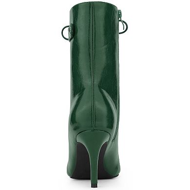 Women's Lace Up Peep Toe Stiletto Heel Ankle Boots