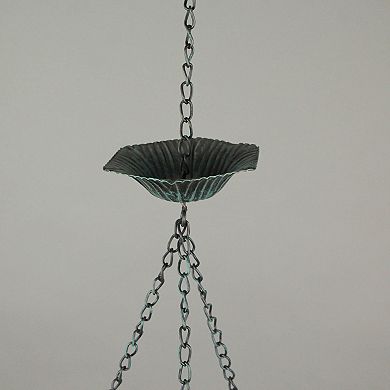 53 Inch Verdigris Metal Flower Rain Chain Bell Decorative Downspout Garden Decor