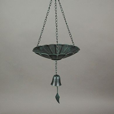 53 Inch Verdigris Metal Flower Rain Chain Bell Decorative Downspout Garden Decor