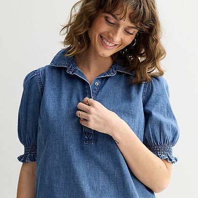 Women's Sonoma Goods For Life® Puff Sleeve Denim Dress