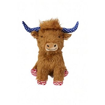 Multipet Americana Highland Cow Plush Squeaker & Crinkle Dog Toy