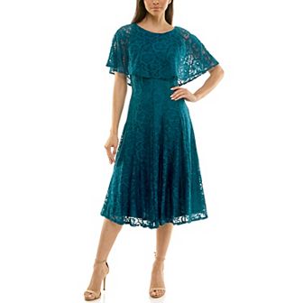 Women's Maison Tara Lace Capelet Fit & Flare Midi Dress