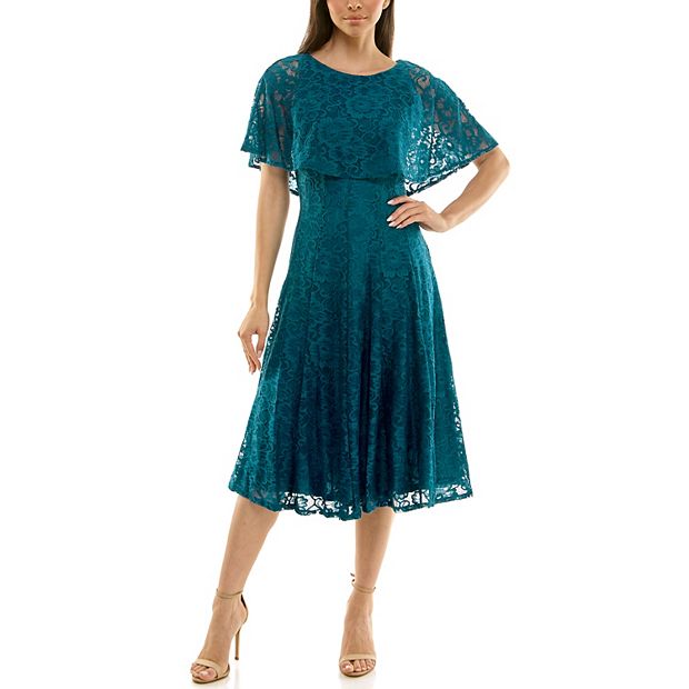 green emerald velvet dress Panelled Lace Midi Dress – Florere main image 1