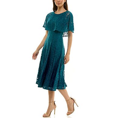 Women's Maison Tara Lace Capelet Fit & Flare Midi Dress