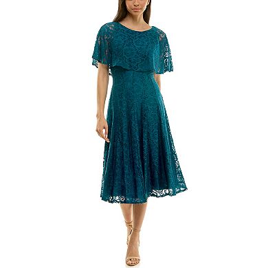 Women's Maison Tara Lace Capelet Fit & Flare Midi Dress