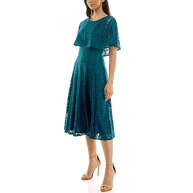 Women's Maison Tara Lace Capelet Fit & Flare Midi Dress