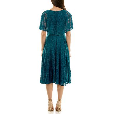 Women's Maison Tara Lace Capelet Fit & Flare Midi Dress