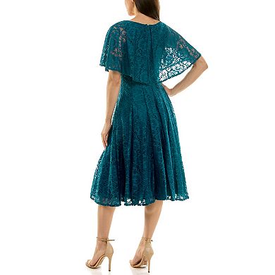 Women's Maison Tara Lace Capelet Fit & Flare Midi Dress