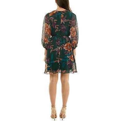 Women's Maison Tara Floral Print Chiffon Faux Wrap Dress