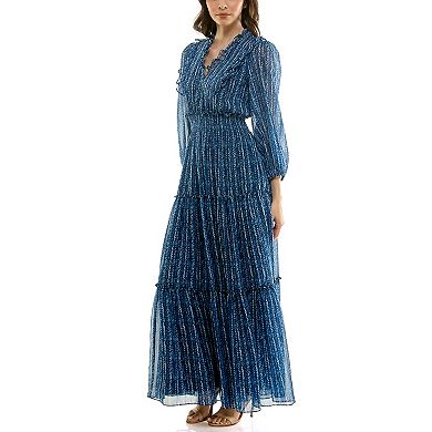 Women's Maison Tara Smocked Waist Print Chiffon Maxi Dress