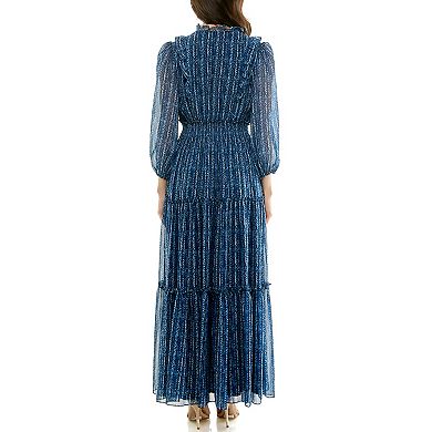 Women's Maison Tara Smocked Waist Print Chiffon Maxi Dress