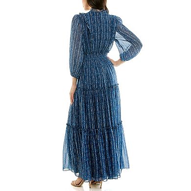 Women's Maison Tara Smocked Waist Print Chiffon Maxi Dress