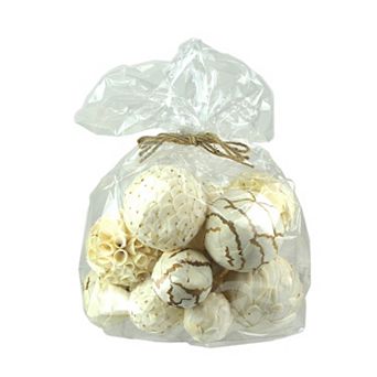 18 pc Natural White and Brown Exotic Dried Organic Decor Balls