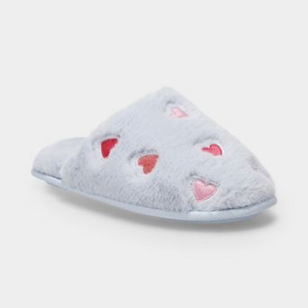 Embroidered Hearts Women's Slip-On Scuff Slippers