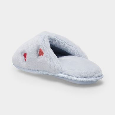Embroidered Hearts Women's Slip-On Scuff Slippers
