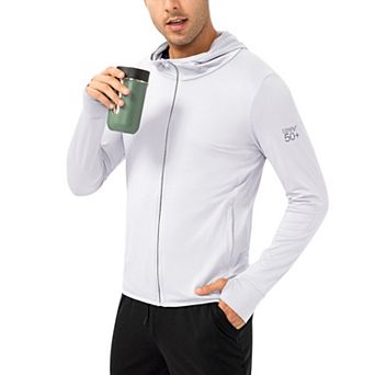 Men's Lightweight Zip-Up Hooded Jacket with Thumbholes and UPF 50+ Protection