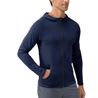 Men's Fitted Full-Zip Hooded Jacket with Front Pockets and Long Sleeves