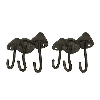 Set of 2 Cast Iron Mushroom Hook Racks - 6.25" High