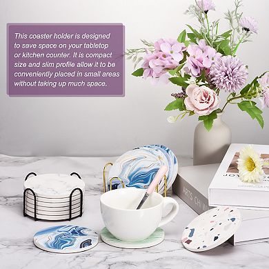 Coaster Holder, 2pcs 2.95" Coaster Storage Rack for Both Round and Square, Holds 8 Coasters