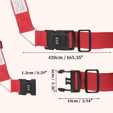 Luggage Straps with Combination Lock, 420cm Length Adjustable Travel Belt for Luggage