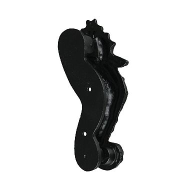 Rustic Black Enamel Cast Iron Coastal Seahorse Door Knocker Sea Horse