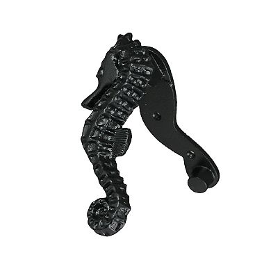 Rustic Black Enamel Cast Iron Coastal Seahorse Door Knocker Sea Horse