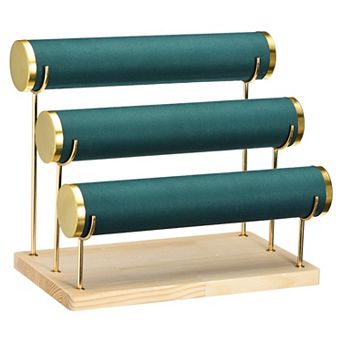Detachable Bracelet Holder Watch Stand, 3 tier Wooden Elegant Gilt-edging Bracelet Display Stand