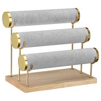 Detachable Bracelet Holder Watch Stand, 3 tier Wooden Elegant Gilt-edging Bracelet Display Stand