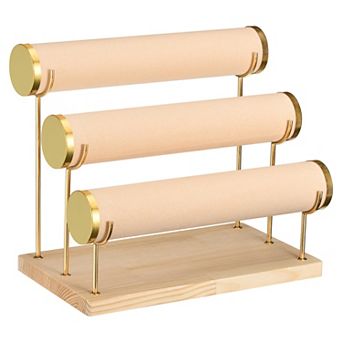 Detachable Bracelet Holder Watch Stand, 3 tier Wooden Elegant Gilt-edging Bracelet Display Stand