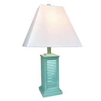 Seafoam Green Shutter Table Lamp 24 in Glossy Base 120V 60W Coastal Decor