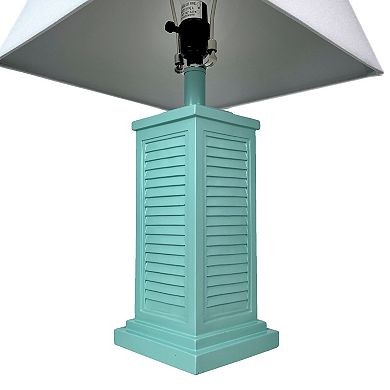Seafoam Green Shutter Table Lamp 24in Glossy Base 120V 60W Coastal Decor
