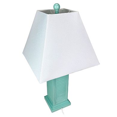 Seafoam Green Shutter Table Lamp 24in Glossy Base 120V 60W Coastal Decor
