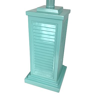 Seafoam Green Shutter Table Lamp 24in Glossy Base 120V 60W Coastal Decor