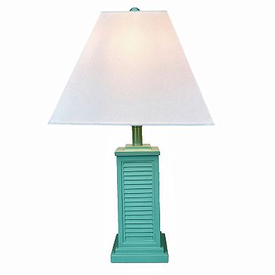 Seafoam Green Shutter Table Lamp 24in Glossy Base 120V 60W Coastal Decor