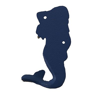 Set of 4 Blue Distressed Cast Iron Mermaids Decorative Wall Hook Set