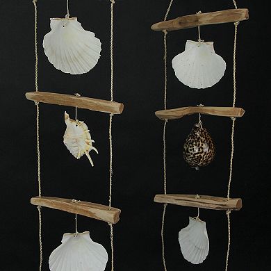 Scallop Sea Shell Driftwood Ladder Hanging Nautical Sculpture Beach Nautical