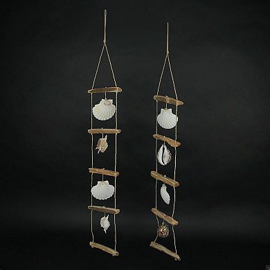Scallop Sea Shell Driftwood Ladder Hanging Nautical Sculpture Beach ...