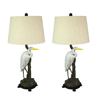 Set of 2 Heron Table Lamps - 30.5" High - Coastal Bedroom Decor