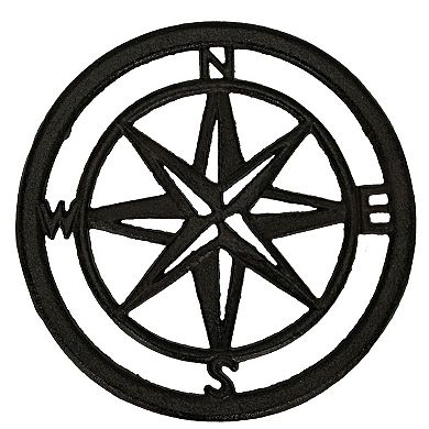 8 Inch Cast Iron Nautical Compass Rose Trivet Kitchen Pot Accessories Set of 2
