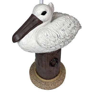 Coastal Pelican Table Lamp 23" Resin Nautical Beach Decor with Shade