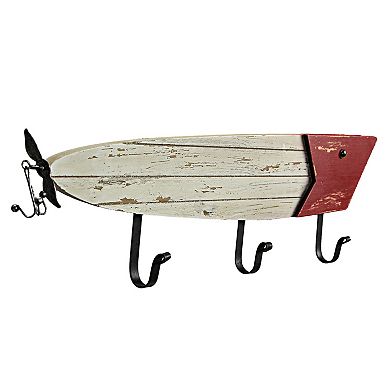 27" Wood & Metal Fishing Lure Coat Hook Rack - Hanger Organizer