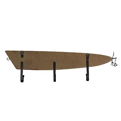 27" Wood & Metal Fishing Lure Coat Hook Rack - Hanger Organizer