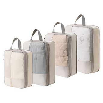 1 Set Compression Packing Bags for Suitcases, Grid Travel Expandable Packing Organizers