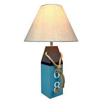 Coastal Blue Buoy Table Lamp 19.5" Nautical Beach Decor with Shade