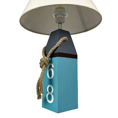 Coastal Blue Buoy Table Lamp 19.5" Nautical Beach Decor with Shade
