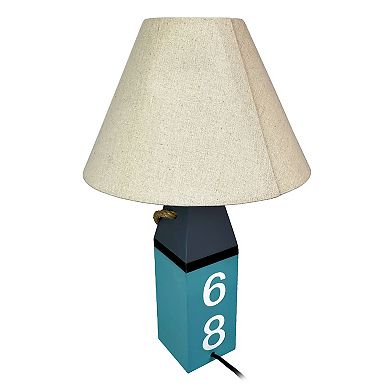 Coastal Blue Buoy Table Lamp 19.5" Nautical Beach Decor with Shade
